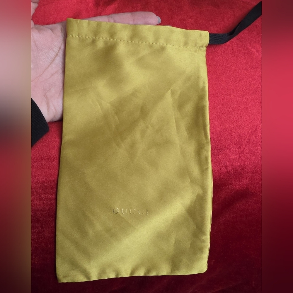 Gucci Mustard Yellow/Green Satin Pouch